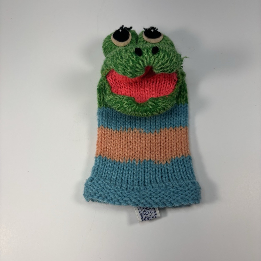 Vintage 1978 Russ Berrie and Co. Knit Hand Puppets Green Snake - Picture 2 of 8